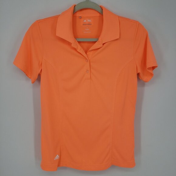 3/$25 Adidas Puremotion Golf Polo Shirt Top S Active Performance Neon Orange - Picture 1 of 7
